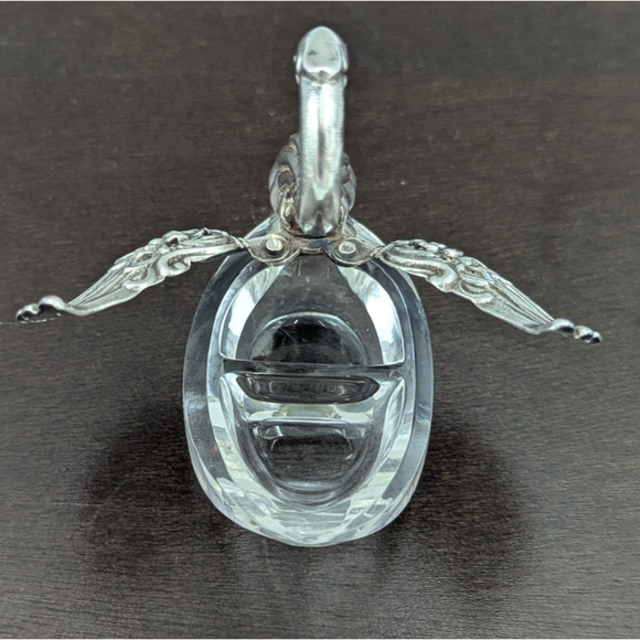 Sterling Silver & Crystal Swan Salt Pepper Cellar Articulated Raimond W. Germany - Picture 8 of 15